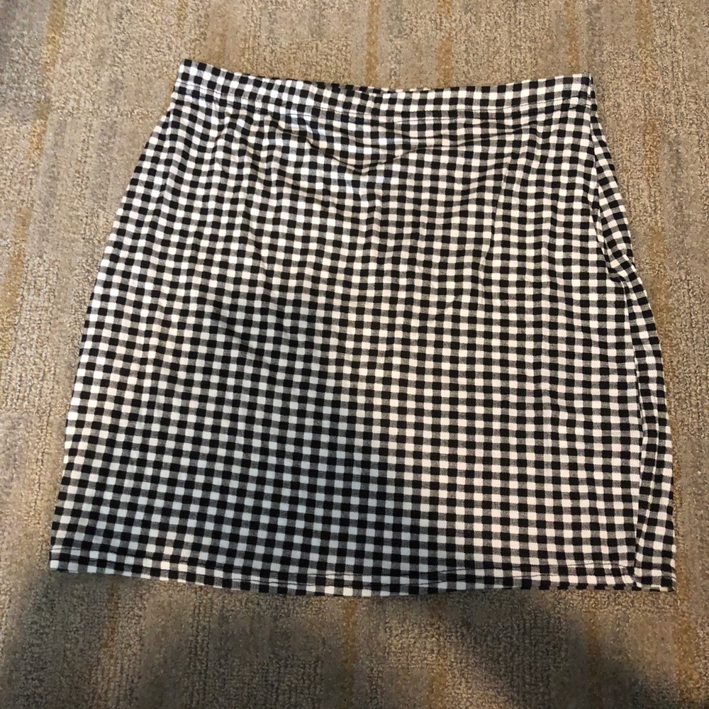 Black and white checkered skirt